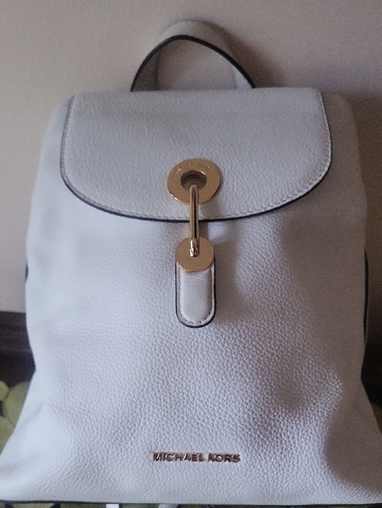Michael Kors Handbags - Michael Kors White Pebble Leather Backpack Purse